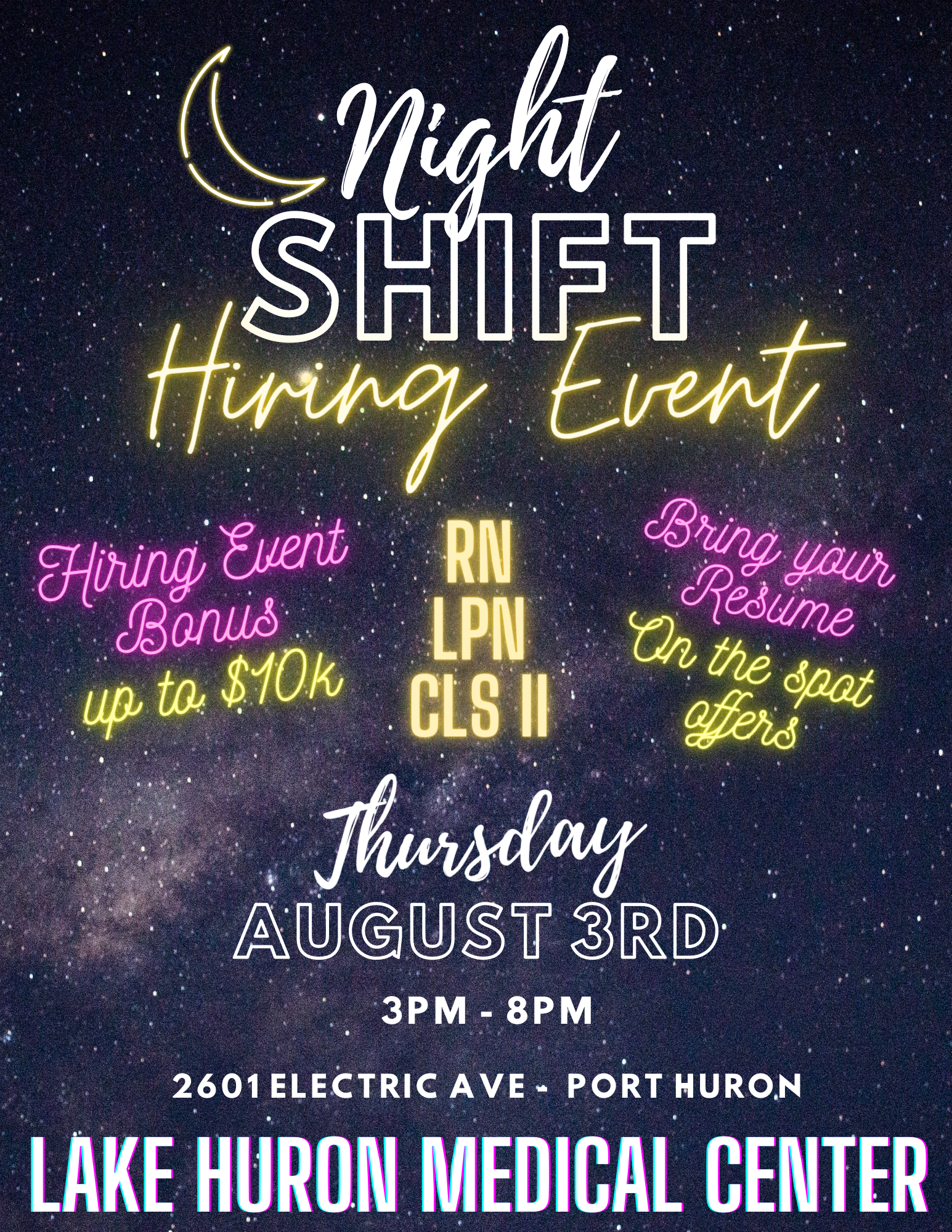 Night Shift Hiring Event Flyer 8.3.23